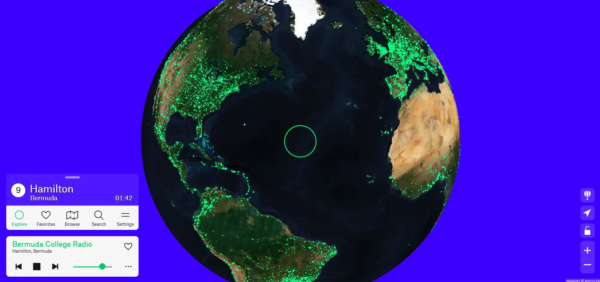 Homepage of Radio Garden